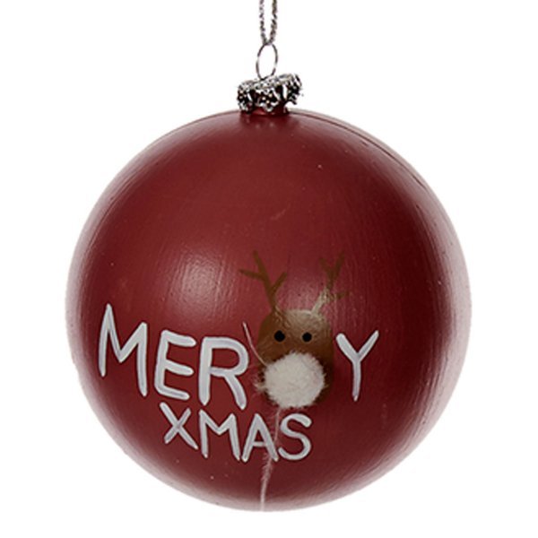 Χριστουγεννιάτικη Μπάλα Κόκκινη με "MERRY XMAS" (8cm)